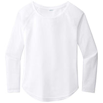 Sport-Tek Women's White Triad Solid PosiCharge Long Sleeve Tri-Blend Wicking Scoop Neck Raglan Tee
