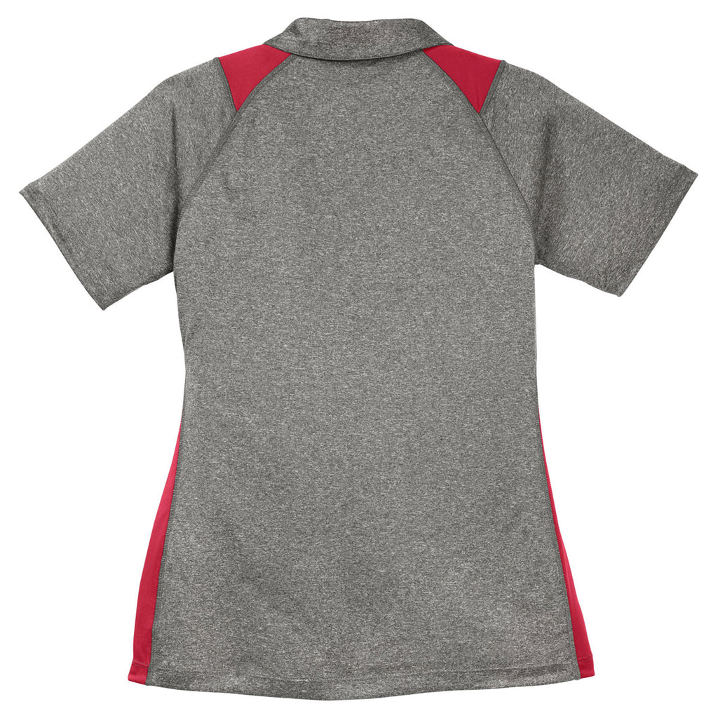 Sport-Tek Women's Vintage Heather/True Red Heather Colorblock Contender Polo