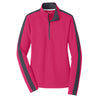 Sport-Tek Women's Pink Raspberry/Iron Grey Sport-Wick Textured Colorblock Quarter Zip Pullover