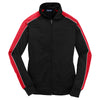 Sport-Tek Women's Black/True Red/White Piped Tricot Track Jacket