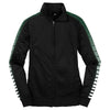 Sport-Tek Women's Black/Forest Green Dot Sublimation Tricot Track Jacket