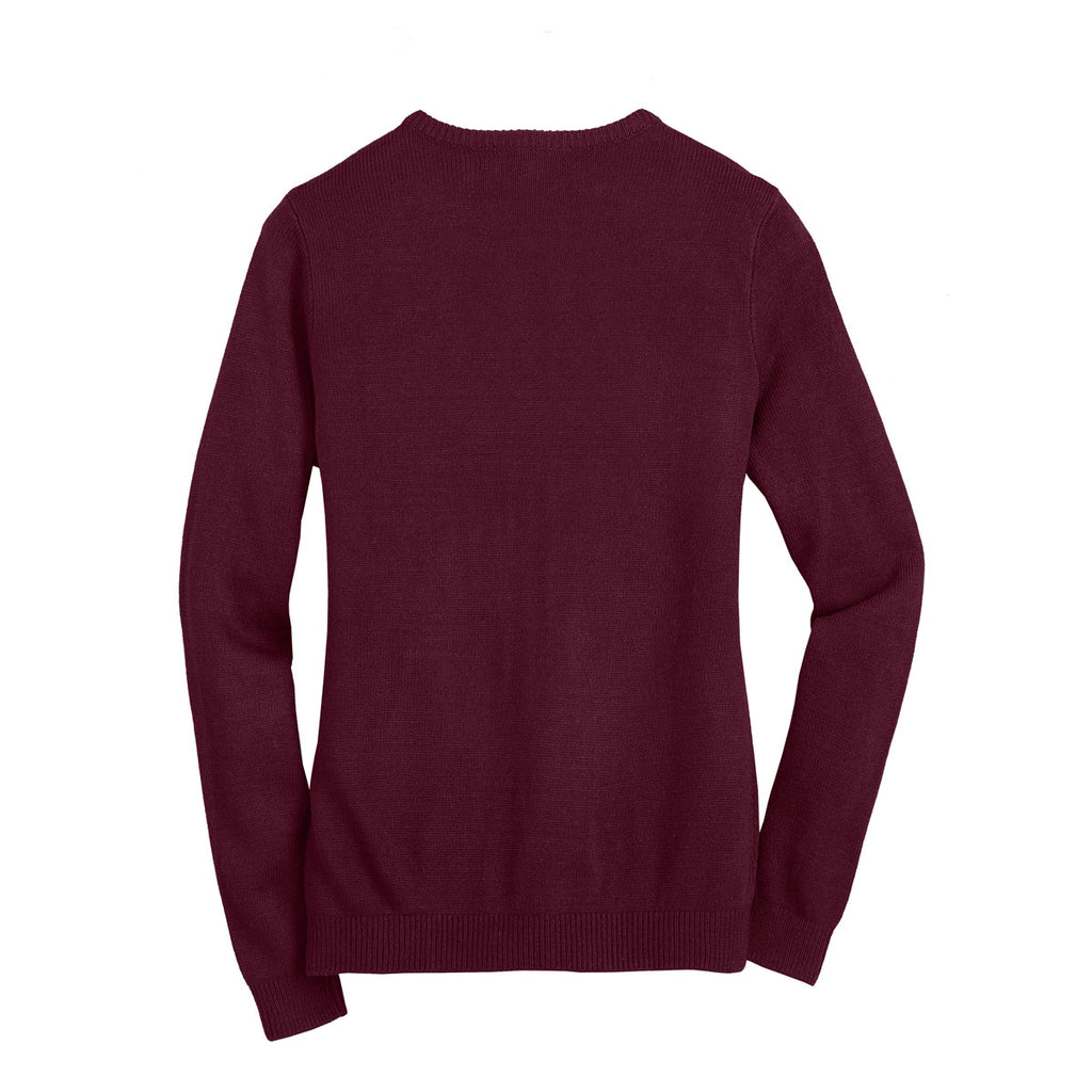 Port Authority Women's Burgundy Value Jewel-Neck Cardigan Sweater