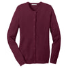Port Authority Women's Burgundy Value Jewel-Neck Cardigan Sweater