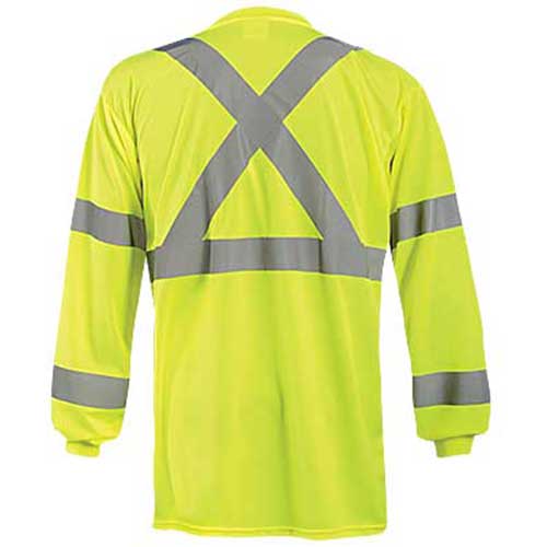 OccuNomix Men's Yellow Long Sleeve Wicking Birdseye X-Back T-Shirt with Pocket