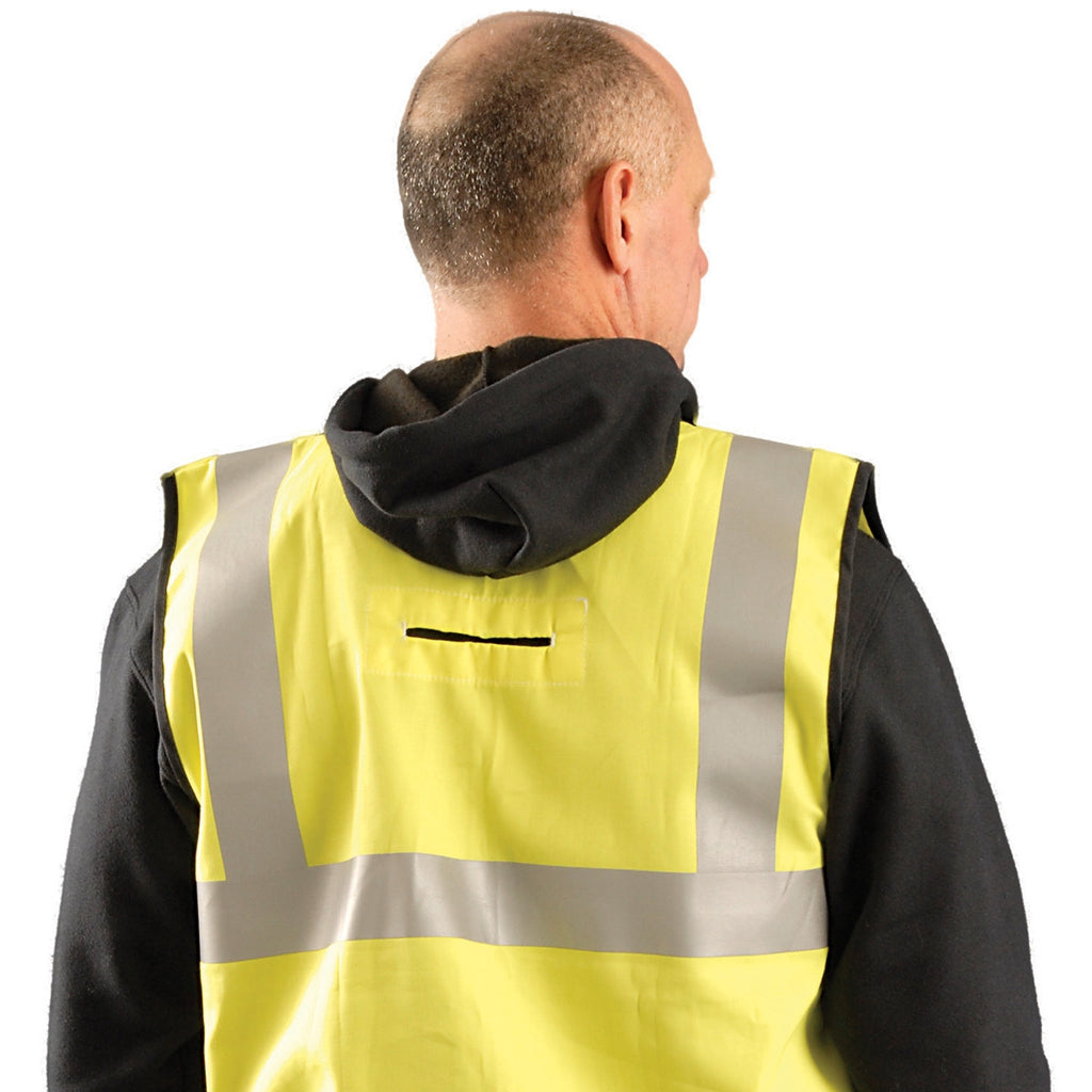 OccuNomix Men's Yellow Classic Flame Resistant Cotton Dual Stripe Solid Vest HRC 1