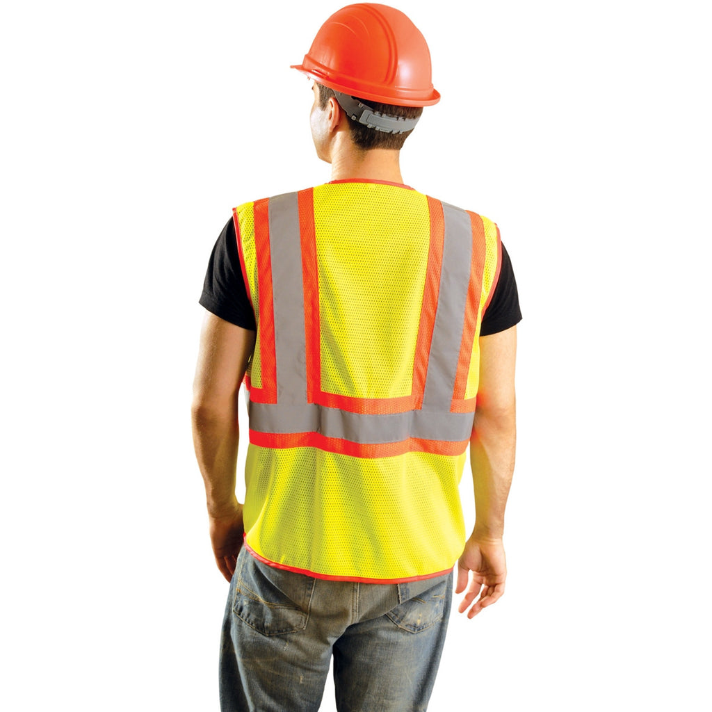 OccuNomix Men's Yellow High Visibility Classic Mesh Two-Tone Safety Vest