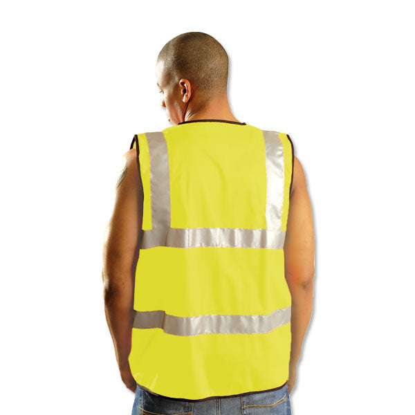 OccuNomix Men's Yellow High Visibility Premium Solid Dual Stripe Full Vest
