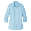 Port Authority Women's Heritage Blue 3/4-Sleeve Micro Tattersall Easy Care Shirt