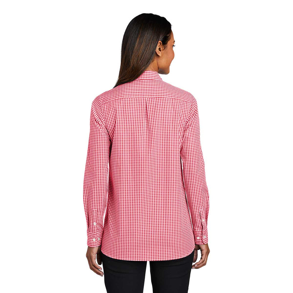 Port Authority Women's Rich Red/White Broadcloth Gingham Easy Care Shirt