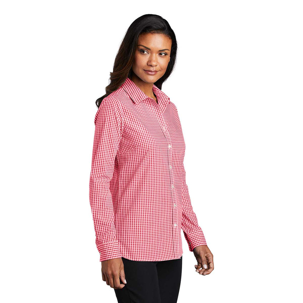 Port Authority Women's Rich Red/White Broadcloth Gingham Easy Care Shirt