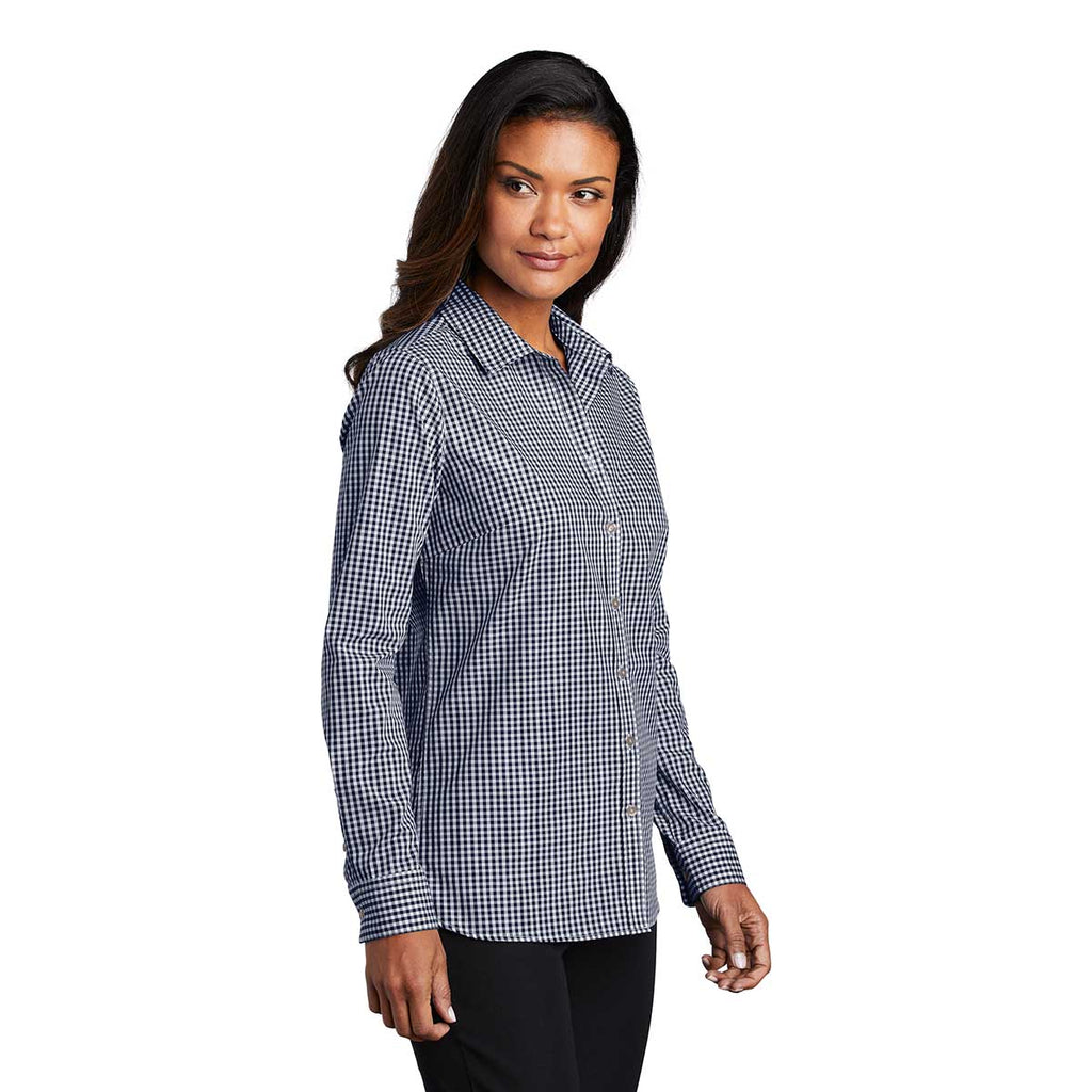 Port Authority Women's True Navy/White Broadcloth Gingham Easy Care Shirt