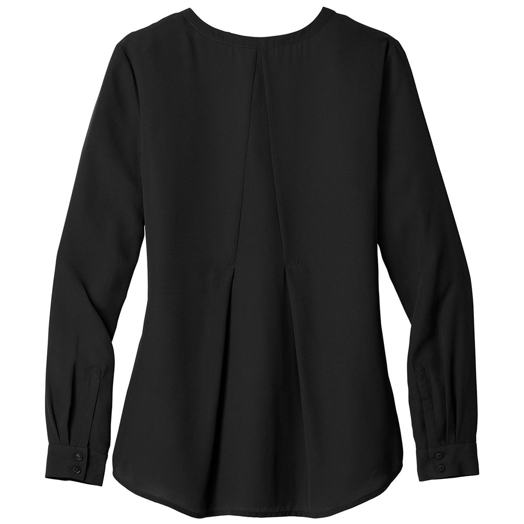 Port Authority Women's Black Long Sleeve Button-Front Blouse