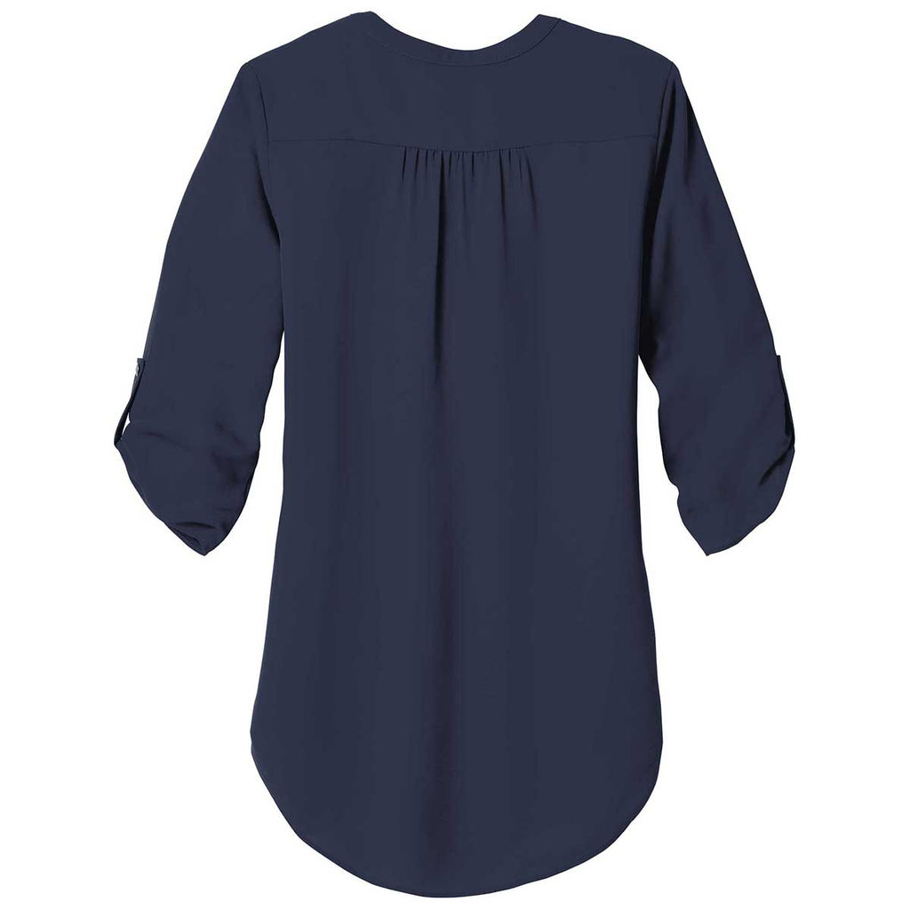 Port Authority Women's True Navy 3/4-Sleeve Tunic Blouse