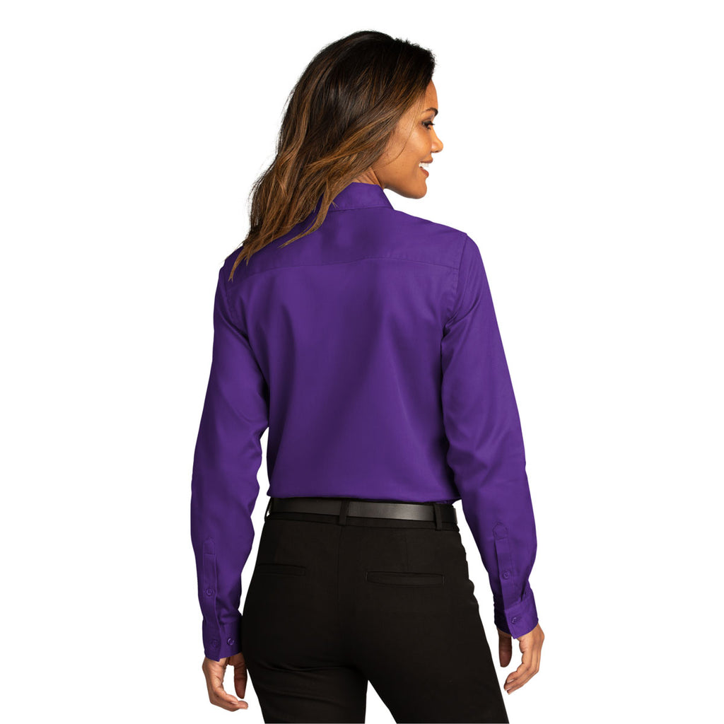 Port Authority Women's Purple Long Sleeve SuperPro React