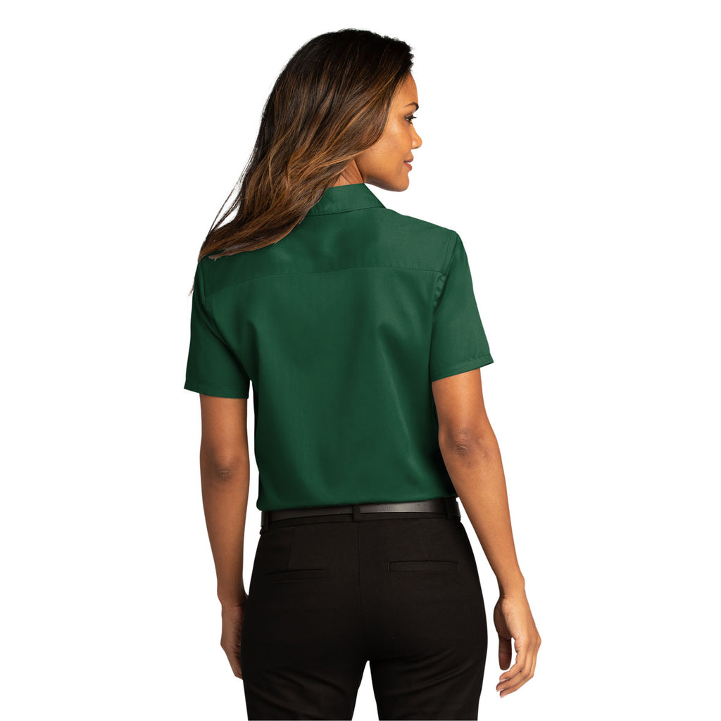 Port Authority Women's Dark Green Short Sleeve SuperPro React Twill Shirt