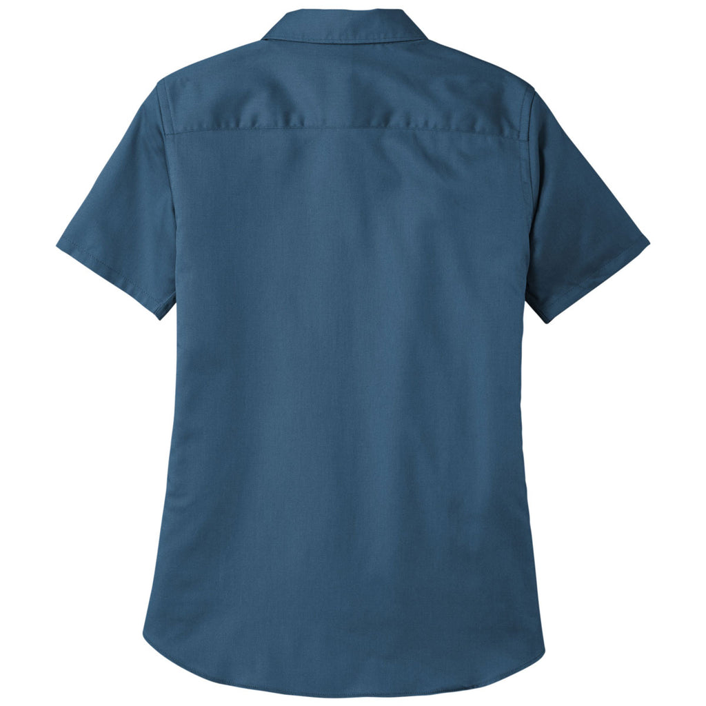 Port Authority Women's Regatta Blue Short Sleeve SuperPro React Twill Shirt