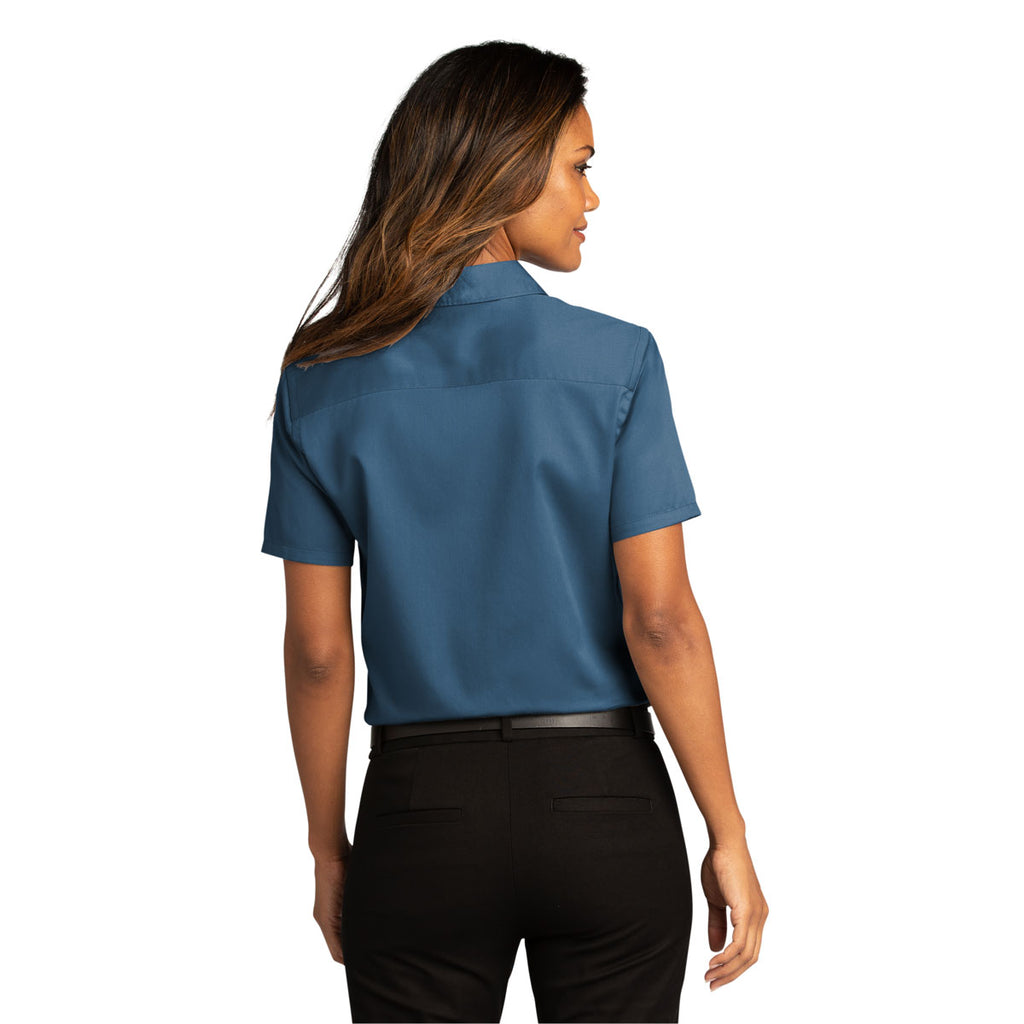 Port Authority Women's Regatta Blue Short Sleeve SuperPro React Twill Shirt