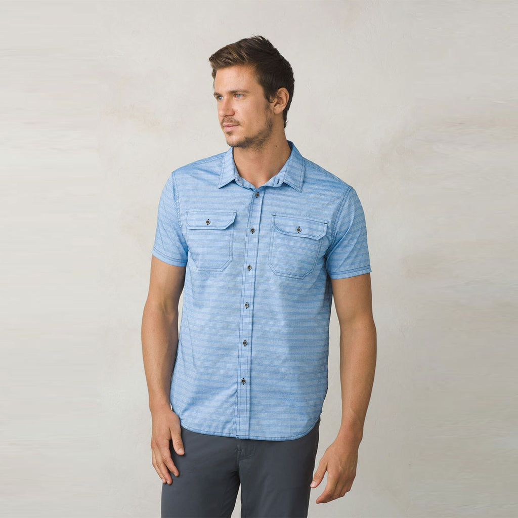 prAna Men's Island Blue Cayman Short Sleeve Shirt