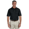 Harriton Men's Black 6 oz. Ringspun Cotton Pique Short-Sleeve Polo