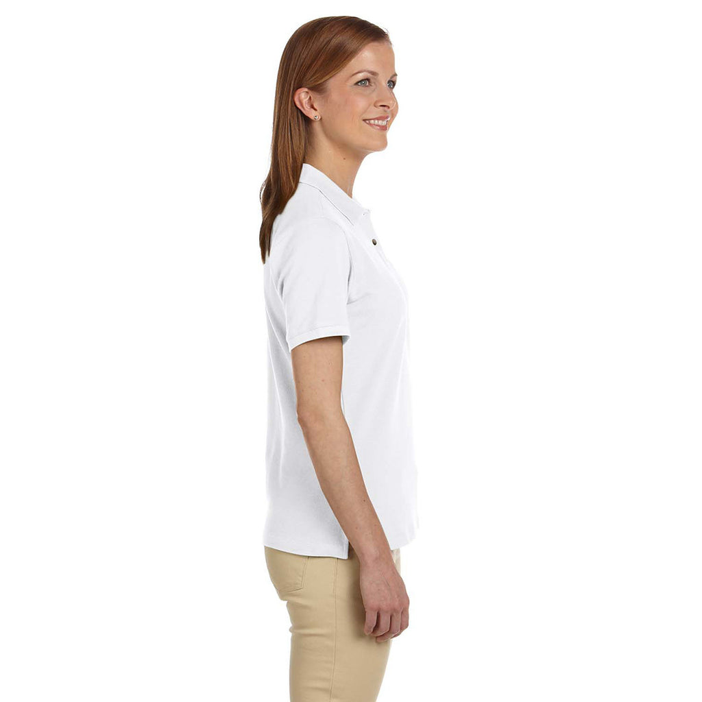 Harriton Women's White 6 oz. Ringspun Cotton Pique Short-Sleeve Polo