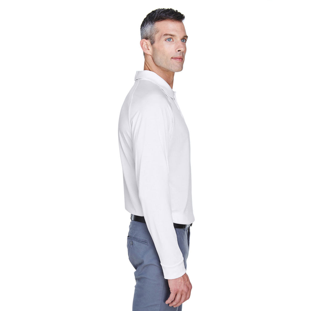 Harriton Men's White Tactical Long-Sleeve Performance Polo