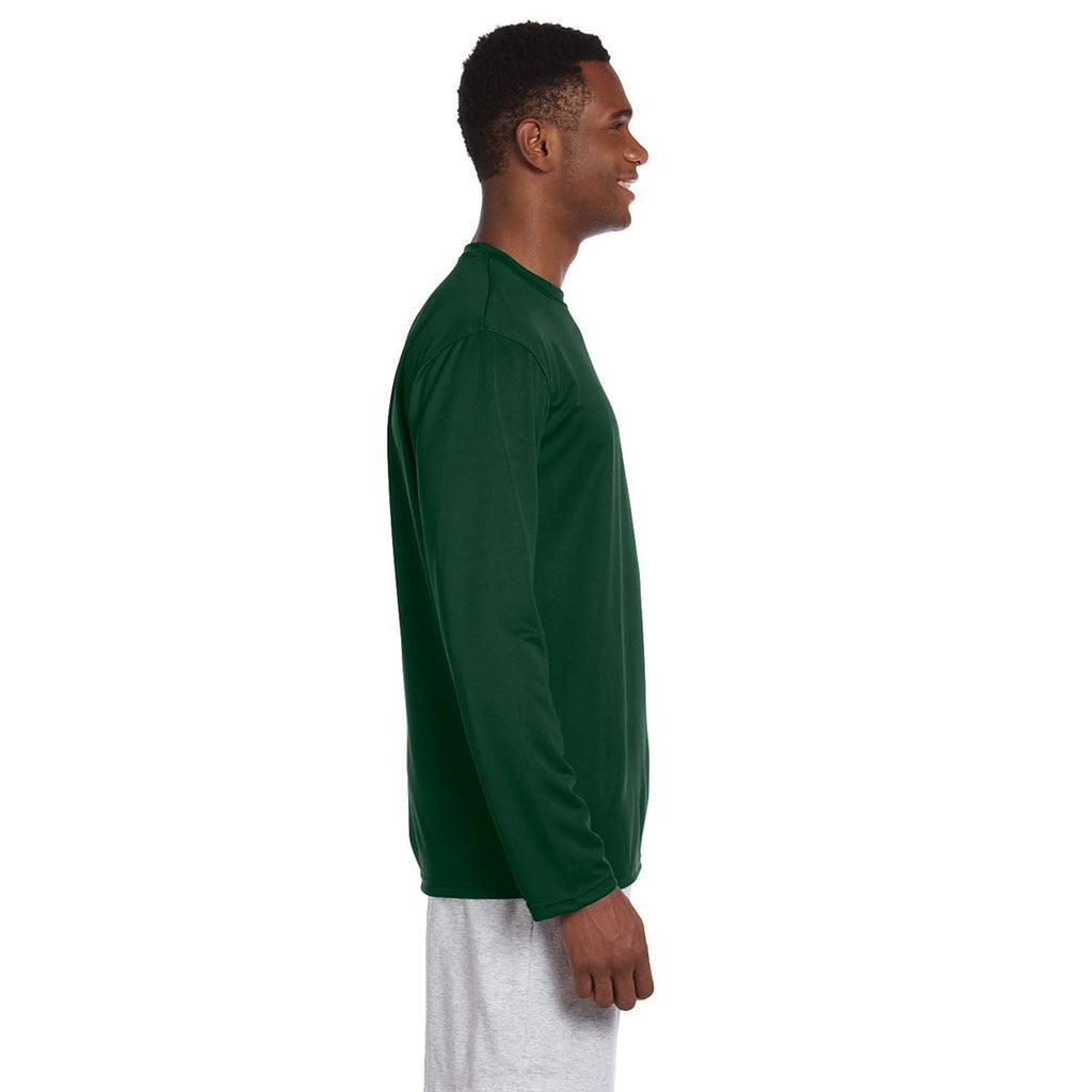 Harriton Men's Dark Green 4.2 oz. Athletic Sport Long-Sleeve T-Shirt