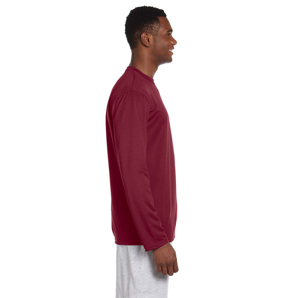 Harriton Men's Maroon 4.2 oz. Athletic Sport Long-Sleeve T-Shirt