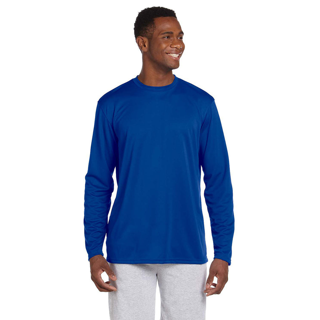 Harriton Men's True Royal 4.2 oz. Athletic Sport Long-Sleeve T-Shirt