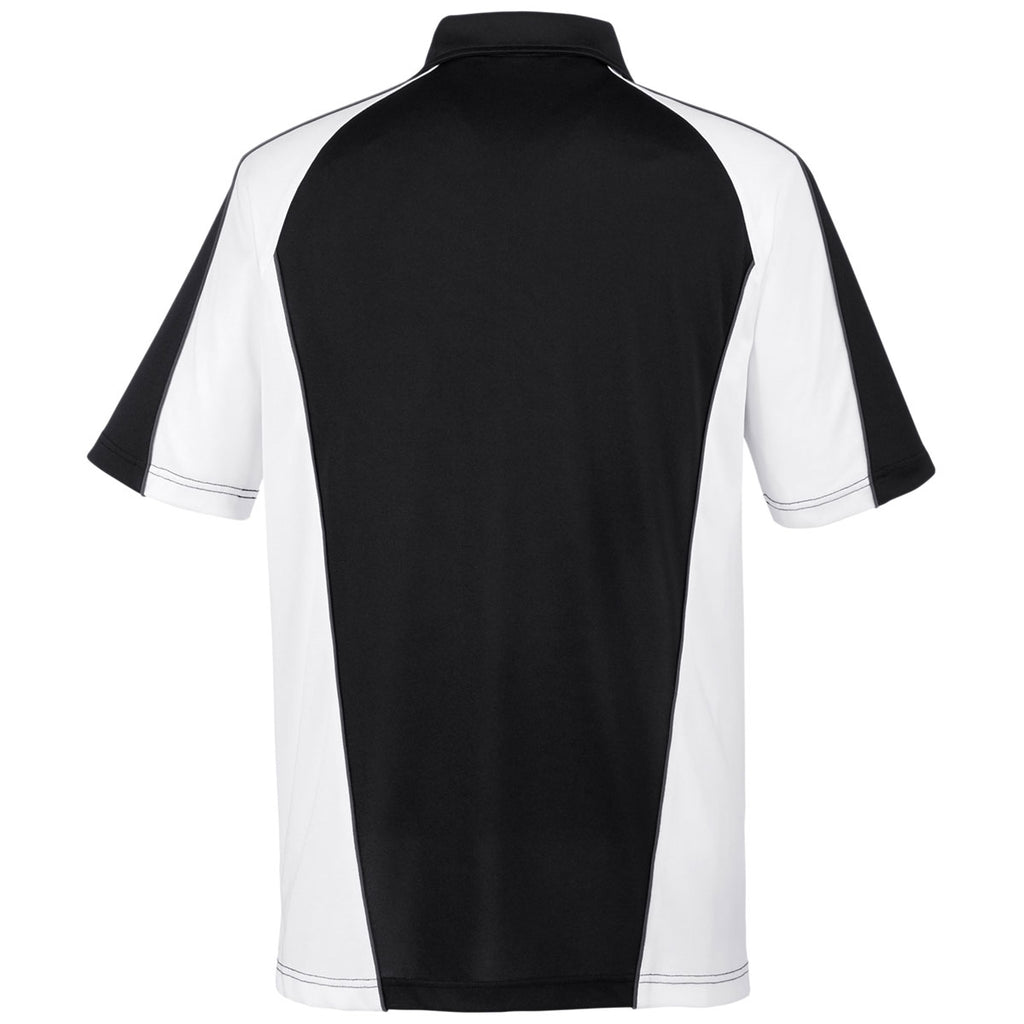 Harriton Men's Black/White/Dark Charcoal Advantage Snag Protection Plus Colorblock Polo