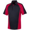 Harriton Men's Black/Red/Dark Charcoal Advantage Snag Protection Plus Colorblock Polo