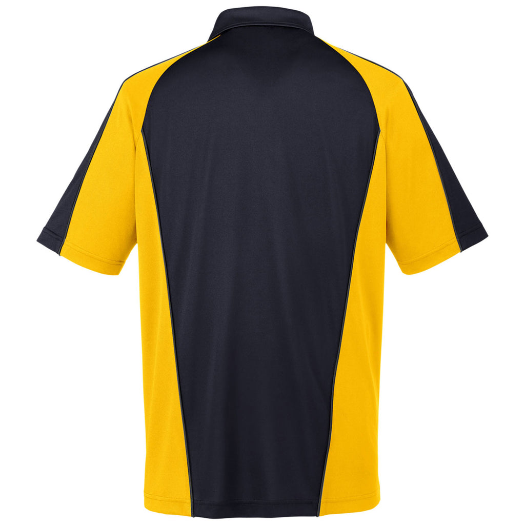 Harriton Men's Black/ Sunray Yellow/ Dark Charcoal Advantage Snag Protection Plus Colorblock Polo