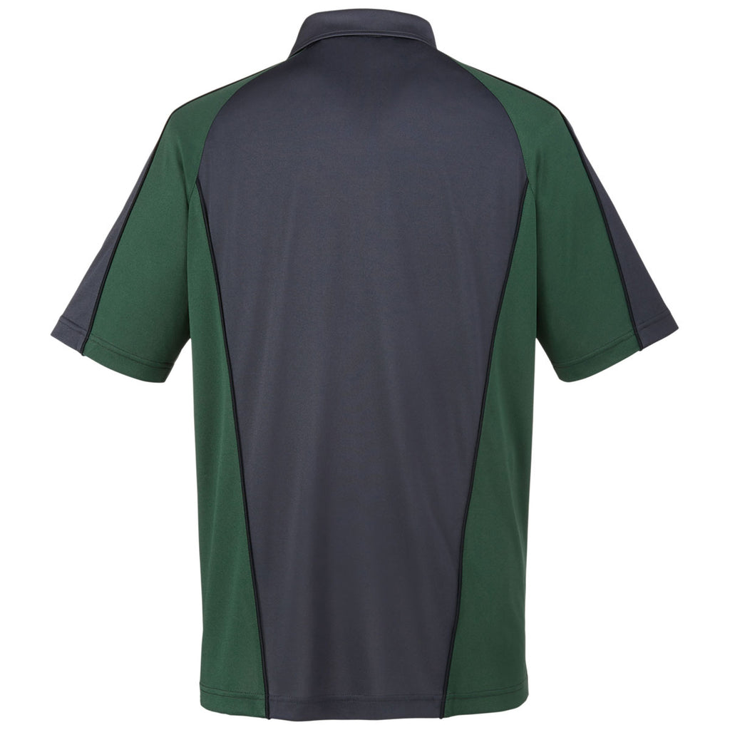 Harriton Men's Dark Charcoal/Dark Green/Black Advantage Snag Protection Plus Colorblock Polo