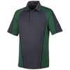 Harriton Men's Dark Charcoal/ Dark Green/ Black Advantage Snag Protection Plus Colorblock Polo