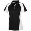 Harriton Women's Black/White/Dark Charcoal Advantage Snag Protection Plus Colorblock Polo