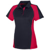 Harriton Women's Black/Red/Dark Charcoal Advantage Snag Protection Plus Colorblock Polo