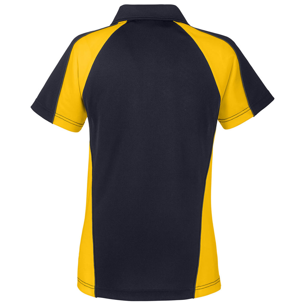 Harriton Women's Black/Sunray Yellow/Dark Charcoal Advantage Snag Protection Plus Colorblock Polo