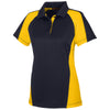Harriton Women's Black/Sunray Yellow/Dark Charcoal Advantage Snag Protection Plus Colorblock Polo