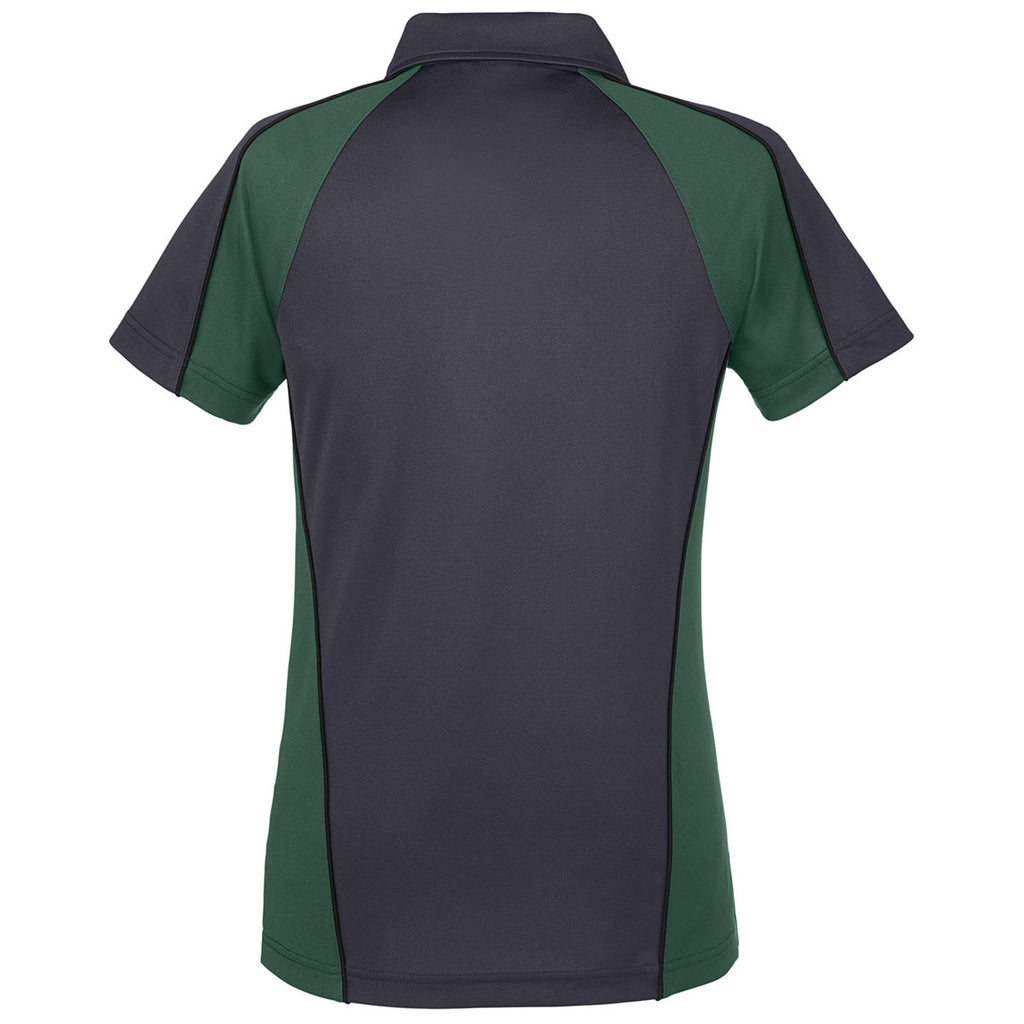 Harriton Women's Dark Charcoal/Dark Green/Black Advantage Snag Protection Plus Colorblock Polo