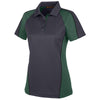 Harriton Women's Dark Charcoal/Dark Green/Black Advantage Snag Protection Plus Colorblock Polo