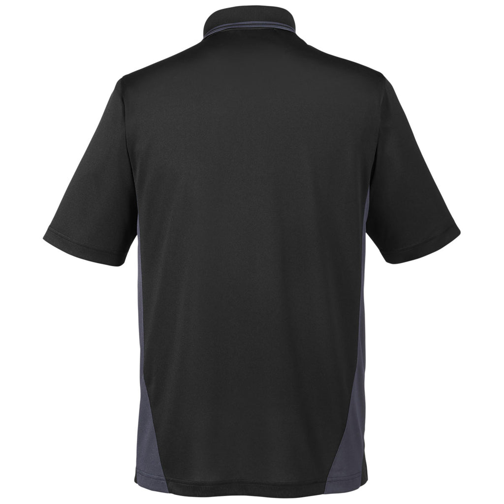 Harriton Men's Black/Dark Charcoal Tall Flash Snag Protection Plus Colorblock Polo
