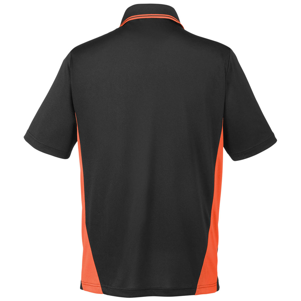 Harriton Men's Black/ Team Orange Tall Flash Snag Protection Plus Colorblock Polo