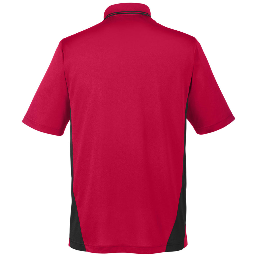 Harriton Men's Red/Black Tall Flash Snag Protection Plus Colorblock Polo