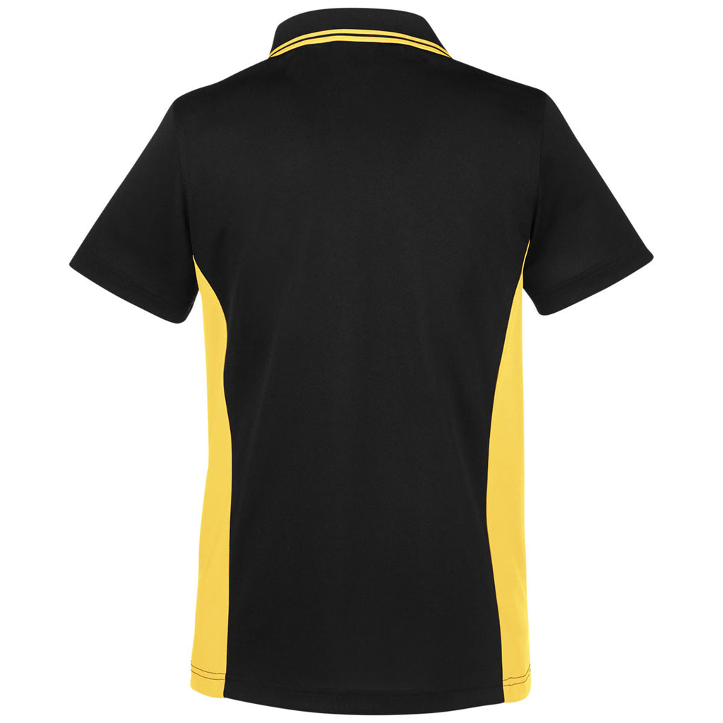 Harriton Women's Black/Sunray Yellow Flash Snag Protection Plus Colorblock Polo