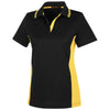 Harriton Women's Black/Sunray Yellow Flash Snag Protection Plus Colorblock Polo