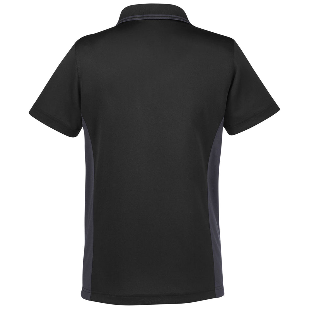 Harriton Women's Black/Dark Charcoal Flash Snag Protection Plus Colorblock Polo