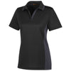 Harriton Women's Black/Dark Charcoal Flash Snag Protection Plus Colorblock Polo