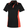 Harriton Women's Black/Team Orange Flash Snag Protection Plus Colorblock Polo