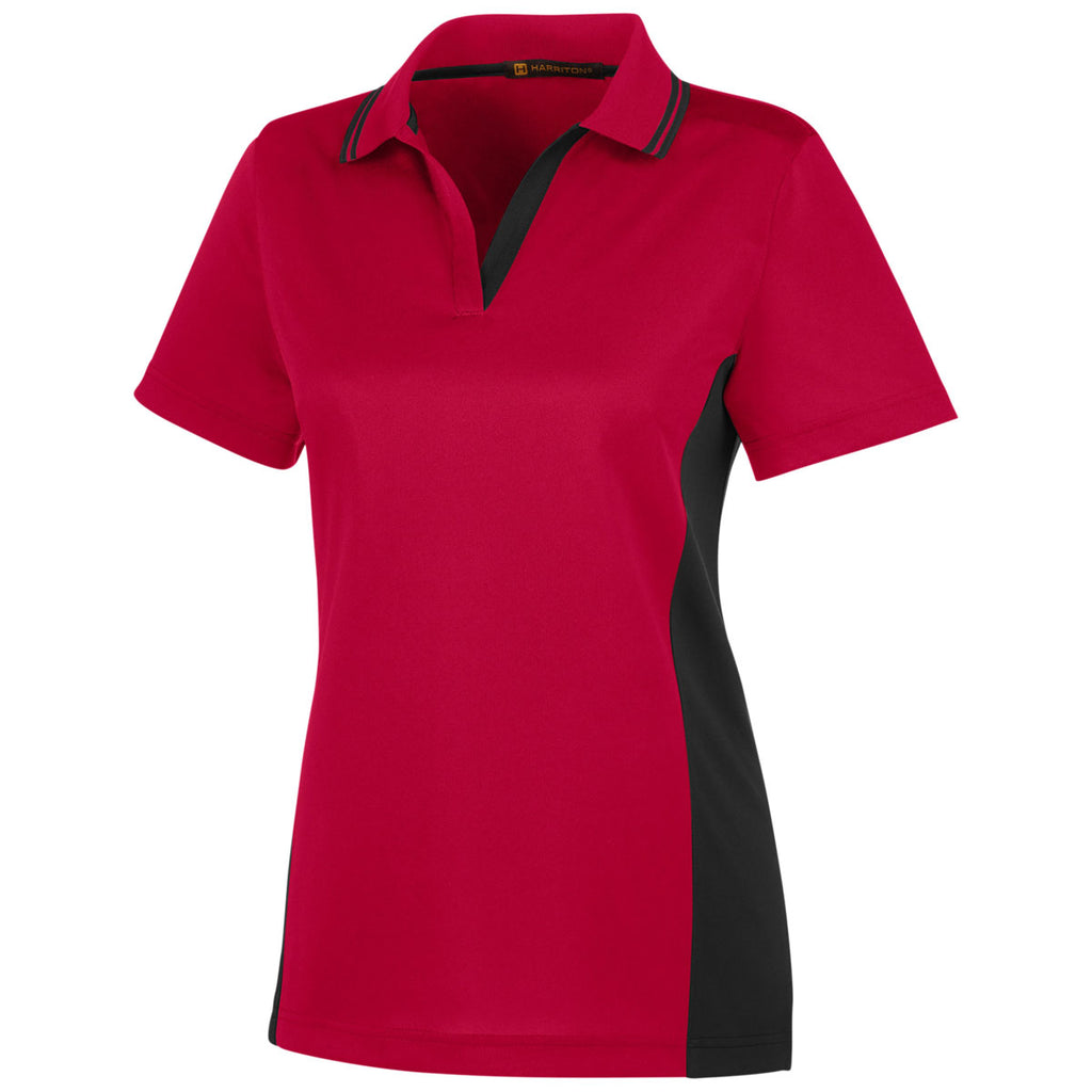 Harriton Women's Red/Black Flash Snag Protection Plus Colorblock Polo