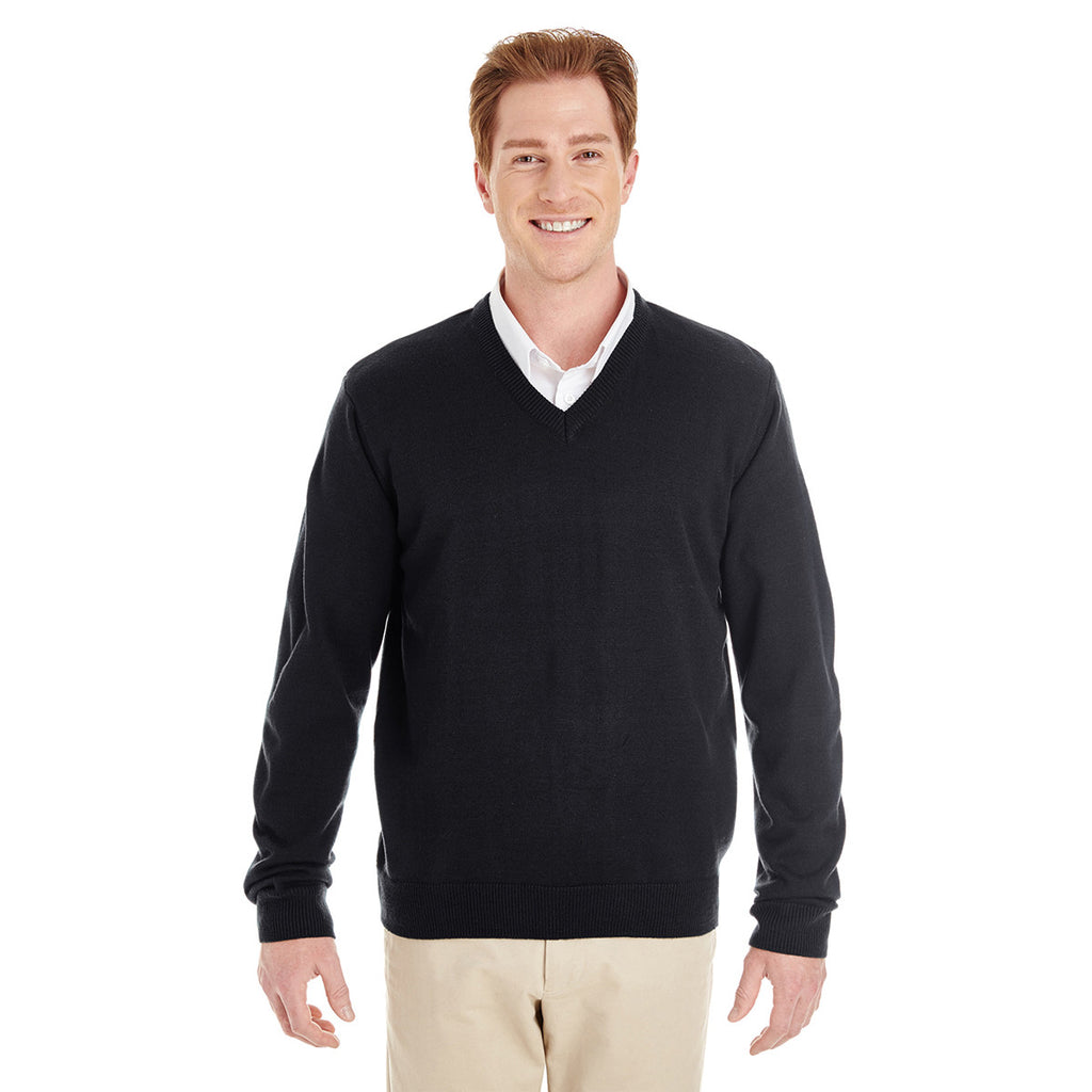Harriton Men's Black Pilbloc V-Neck Sweater