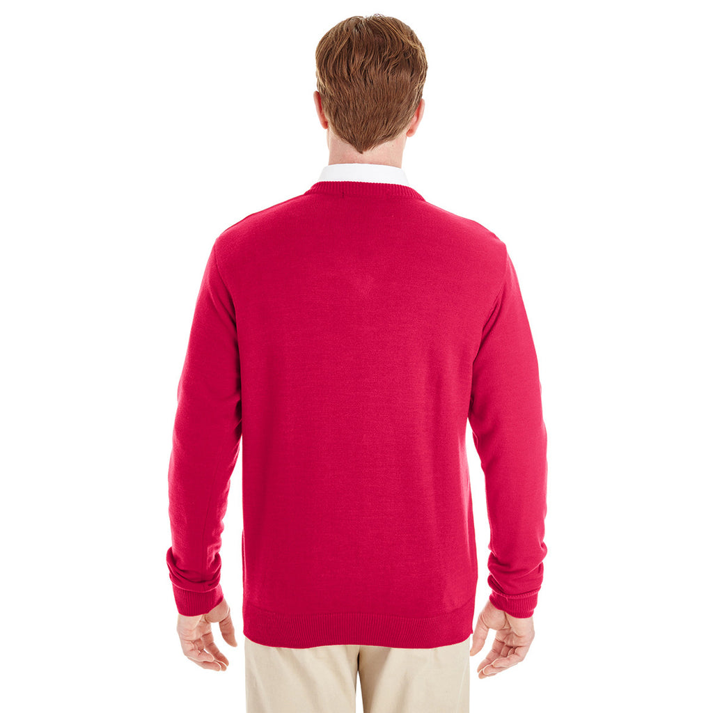 Harriton Men's Red Pilbloc V-Neck Sweater